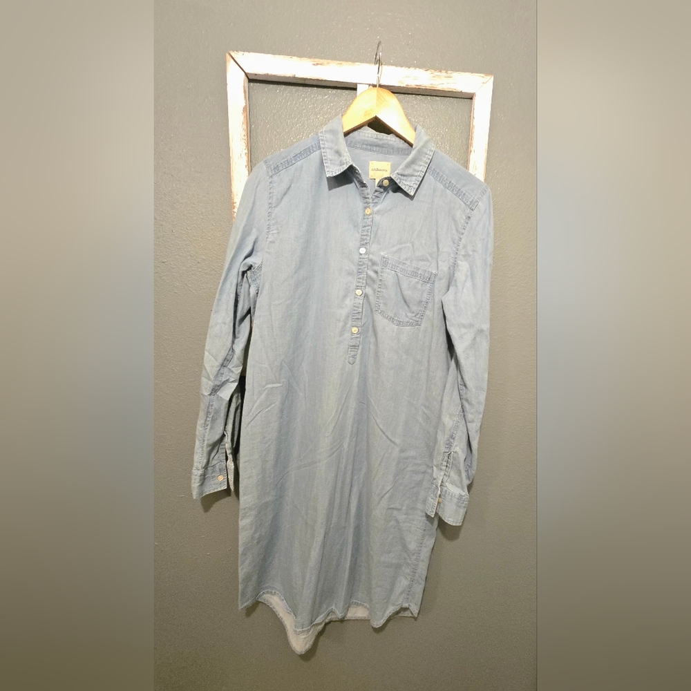 G.H. Bass & Co. Chambray Denim Shirt Dress - Size M Medium - 100% Cotton - Picture 3 of 5